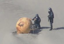 जापान के समुद्री तट पर विशाल लोहे का गोला आया