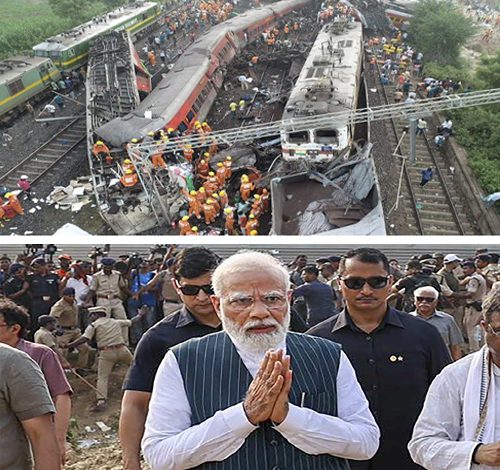 तीन ट्रेनों की भयावह टक्कर के घटनास्थल पर पहुंचे नरेंद्र मोदी