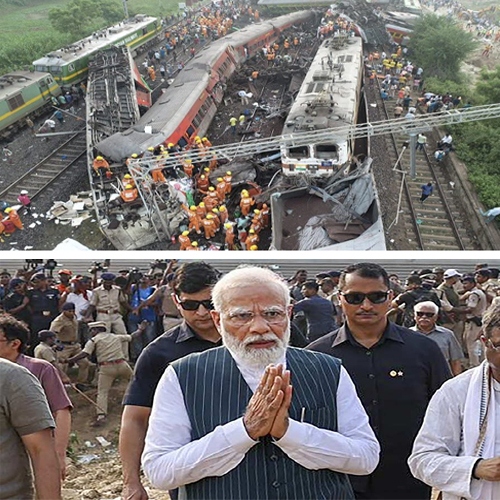 तीन ट्रेनों की भयावह टक्कर के घटनास्थल पर पहुंचे नरेंद्र मोदी