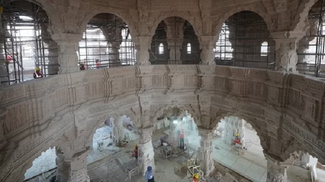 राम जन्मभूमि मंदिर की पहली मंजिल की तस्वीरें जारी