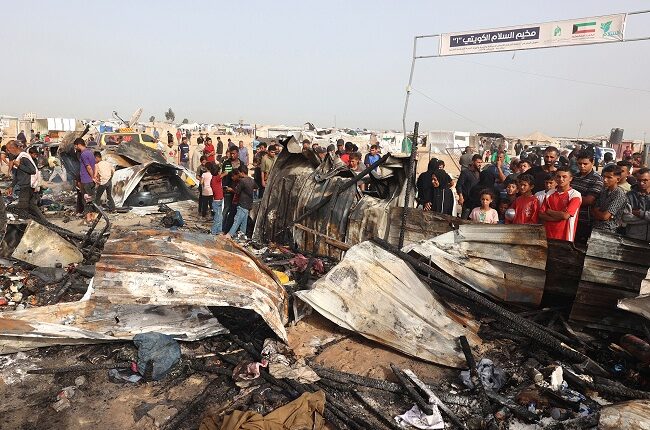 राफा पर हवाई हमले में 45 लोग मारे गये